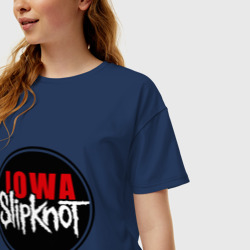 Женская футболка хлопок Oversize Slipknot iowa logo - фото 2