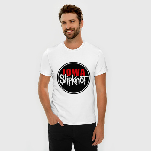 Мужская футболка хлопок Slim Slipknot iowa logo, цвет белый - фото 3