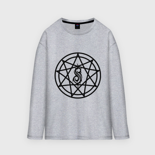 Мужской лонгслив oversize хлопок Slipknot logo, цвет меланж