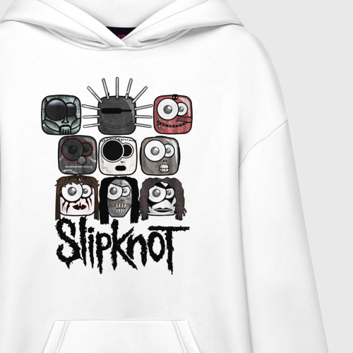 Худи SuperOversize хлопок Slipknot masks, цвет белый - фото 3