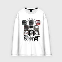 Мужской лонгслив oversize хлопок Slipknot masks