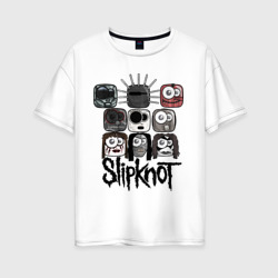 Женская футболка хлопок Oversize Slipknot masks