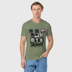 Мужская футболка хлопок Slipknot masks - фото 2