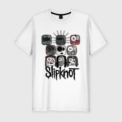 Мужская футболка хлопок Slim Slipknot masks