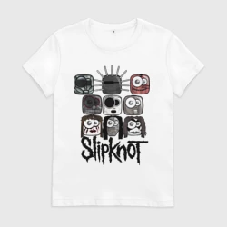 Женская футболка хлопок Slipknot masks