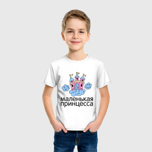 Детская футболка хлопок Маленькая принцесса (замок), цвет белый - фото 3