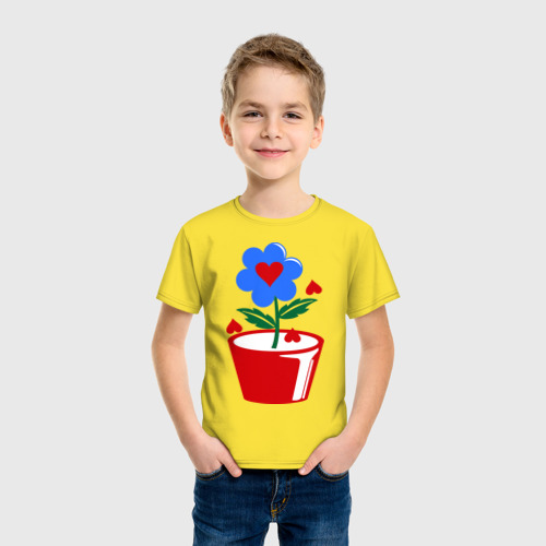 Детская футболка хлопок Цветочек любви, цвет желтый - фото 3