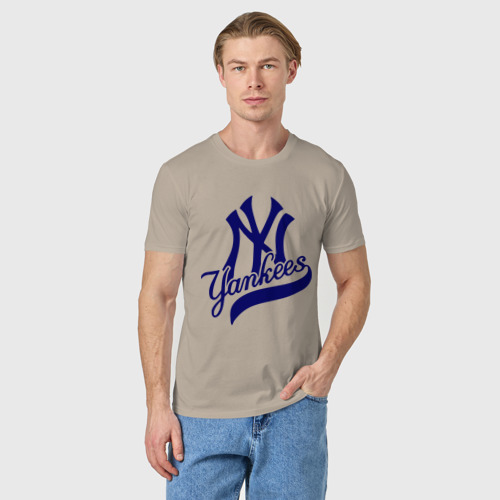 Мужская футболка хлопок NY - Yankees, цвет миндальный - фото 3