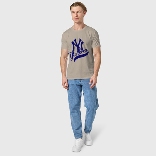 Мужская футболка хлопок NY - Yankees, цвет миндальный - фото 5
