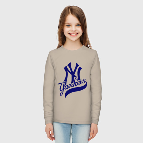 Детский лонгслив хлопок NY - Yankees, цвет миндальный - фото 5
