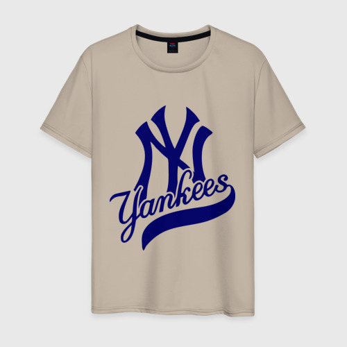 Мужская футболка хлопок NY - Yankees, цвет миндальный