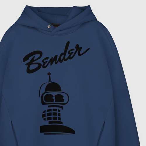 Мужское худи Oversize хлопок Bender monochrome, цвет темно-синий - фото 4