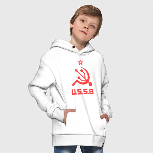 Детское худи Oversize хлопок USSB, цвет белый - фото 9