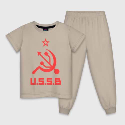 Детская пижама хлопок USSB, цвет миндальный