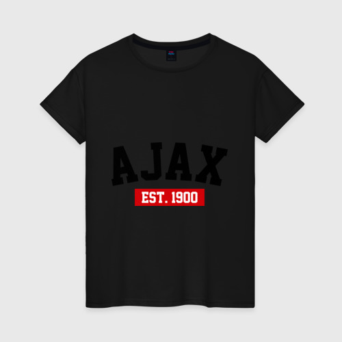 Женская футболка хлопок с принтом FC Ajax Est 1900, вид спереди #2