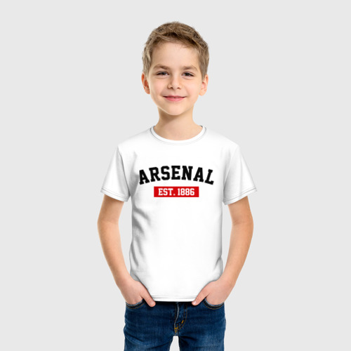 Детская футболка хлопок FC Arsenal Est. 1886, цвет белый - фото 3