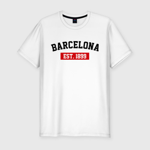 Мужская футболка хлопок Slim FC Barcelona Est. 1899, цвет белый