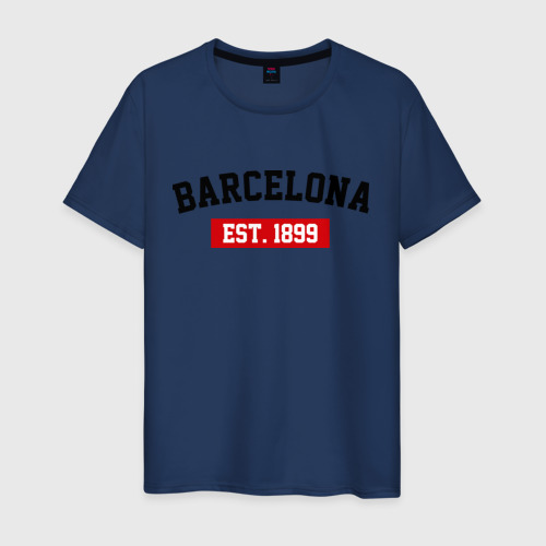 Мужская футболка хлопок с принтом FC Barcelona Est 1899, вид спереди #2