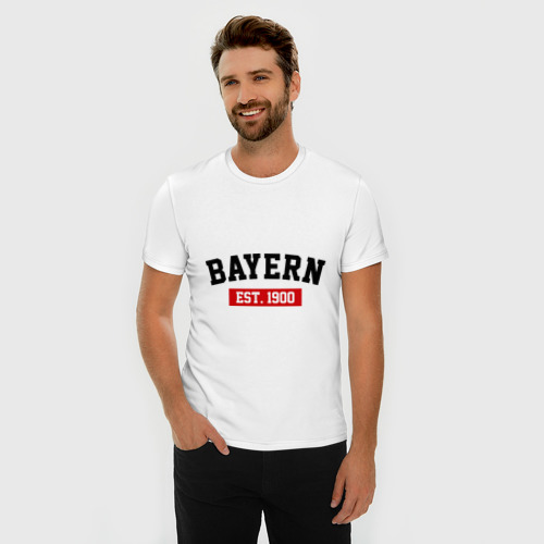 Мужская футболка хлопок Slim FC Bayern Est. 1900, цвет белый - фото 3