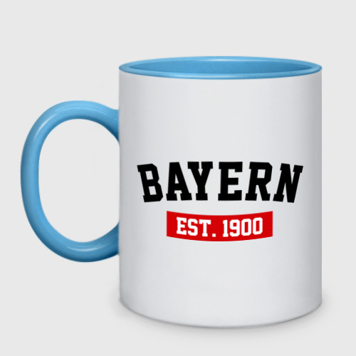 Кружка двухцветная FC Bayern Est. 1900, цвет белый + небесно-голубой