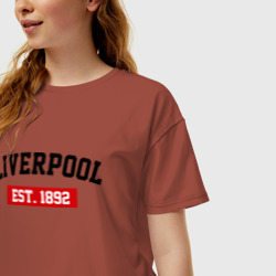 Женская футболка хлопок Oversize FC Liverpool Est. 1892 - фото 2