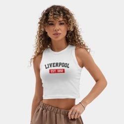 Женская укороченная майка-топ хлопок FC Liverpool Est. 1892 - фото 2