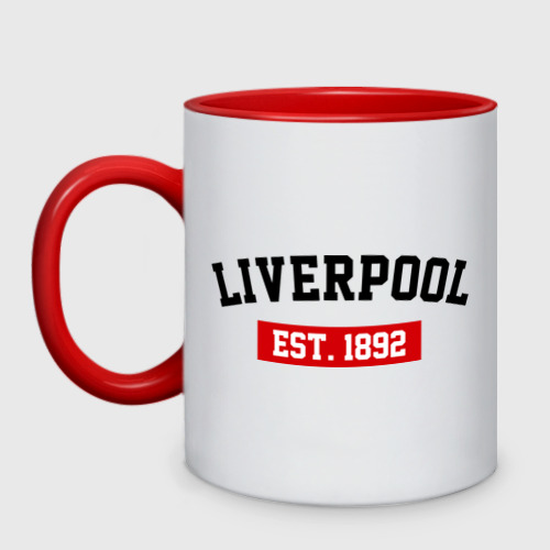 Кружка двухцветная FC Liverpool Est. 1892, цвет белый + красный