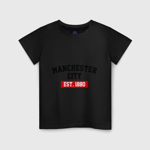 Детская футболка хлопок FC Manchester City Est. 1880, цвет черный