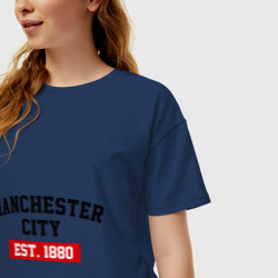 Женская футболка хлопок Oversize FC Manchester City Est. 1880 - фото 2