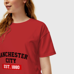 Женская футболка хлопок Oversize FC Manchester City Est. 1880 - фото 2