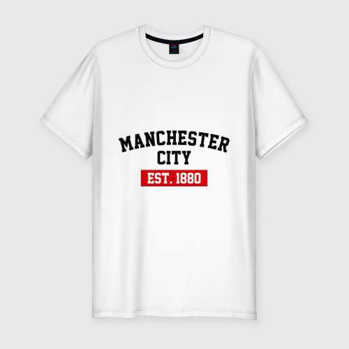 Мужская футболка хлопок Slim FC Manchester City Est. 1880, цвет белый