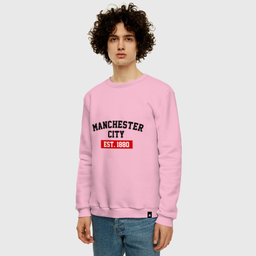 Мужской свитшот хлопок FC Manchester City Est. 1880, цвет светло-розовый - фото 3