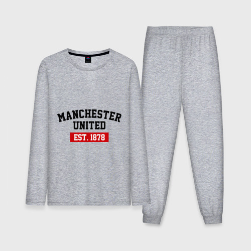 Мужская пижама с лонгсливом хлопок FC Manchester United Est. 1878, цвет меланж