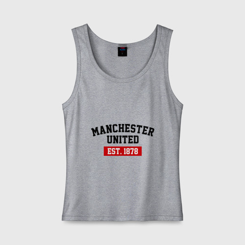 Женская майка хлопок FC Manchester United Est. 1878, цвет меланж