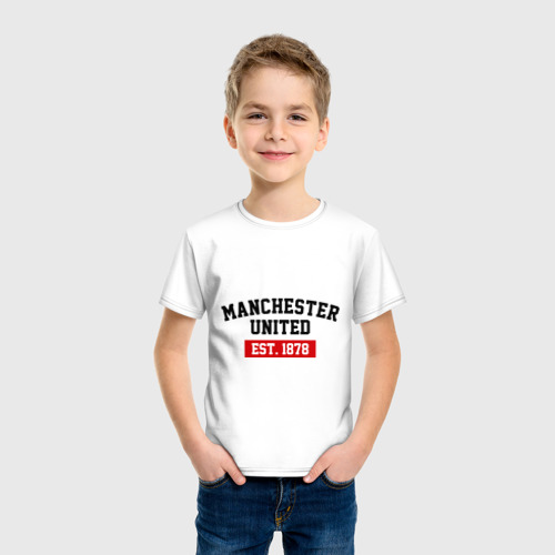 Детская футболка хлопок FC Manchester United Est. 1878, цвет белый - фото 3