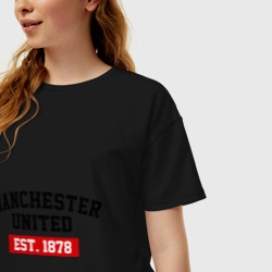 Женская футболка хлопок Oversize FC Manchester United Est. 1878 - фото 2