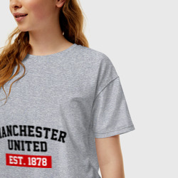 Женская футболка хлопок Oversize FC Manchester United Est. 1878 - фото 2