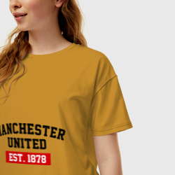 Женская футболка хлопок Oversize FC Manchester United Est. 1878 - фото 2