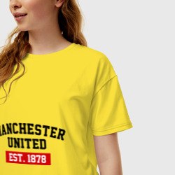 Женская футболка хлопок Oversize FC Manchester United Est. 1878 - фото 2