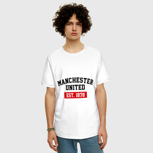 Мужская футболка хлопок Oversize FC Manchester United Est. 1878, цвет белый - фото 3