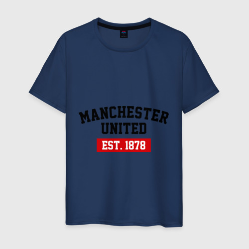 Мужская футболка хлопок FC Manchester United Est. 1878, цвет темно-синий