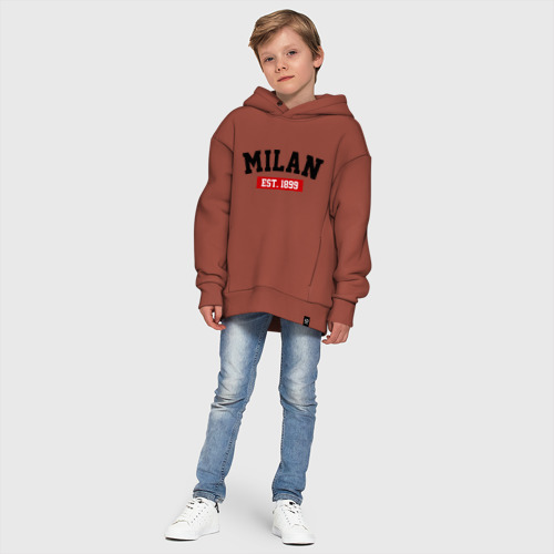 Детское худи Oversize хлопок FC Milan Est. 1899, цвет кирпичный - фото 11