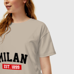 Женская футболка хлопок Oversize FC Milan Est. 1899 - фото 2