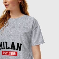Женская футболка хлопок Oversize FC Milan Est. 1899 - фото 2