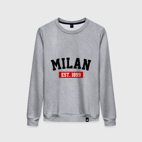 Женский свитшот хлопок FC Milan Est. 1899, цвет меланж