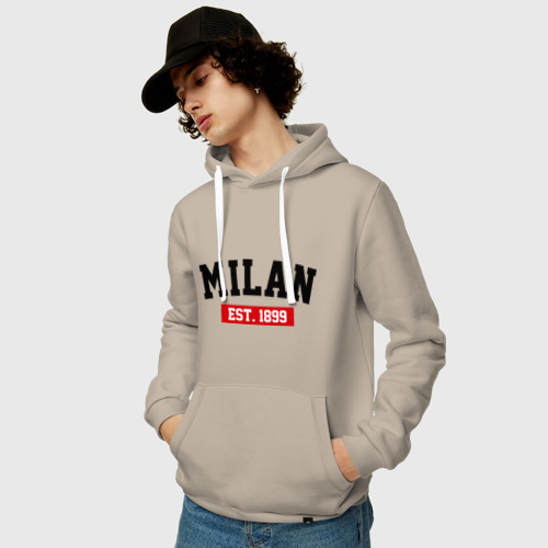 Мужская толстовка хлопок FC Milan Est. 1899, цвет миндальный - фото 3