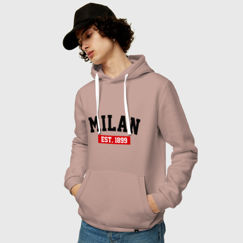 Мужская толстовка хлопок FC Milan Est. 1899, цвет пыльно-розовый - фото 3