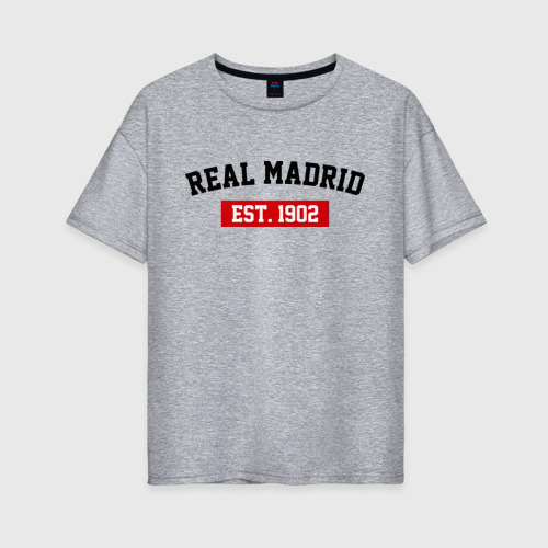 Женская футболка хлопок Oversize FC Real Madrid Est. 1902, цвет меланж