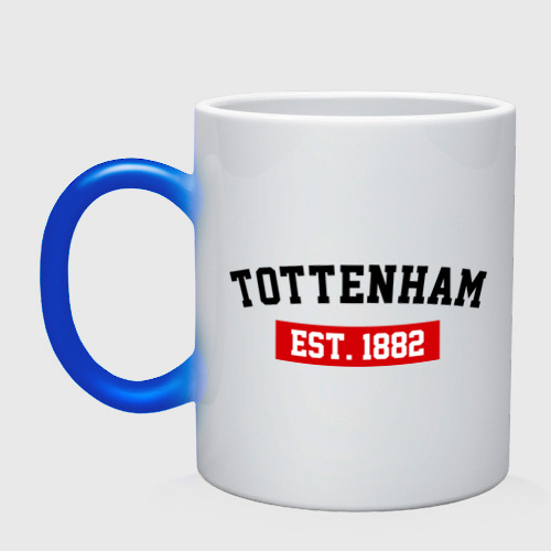 Кружка хамелеон FC Tottenham Est. 1882, цвет белый + синий