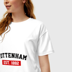 Футболка с принтом FC Tottenham Est. 1882 для женщины, вид на модели спереди №2. Цвет основы: белый